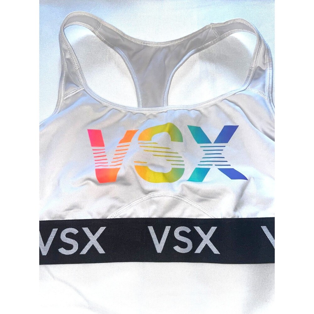 Victoria’s Secret VSX Sport Bra L Gym sexy Rainbow Logo unlined